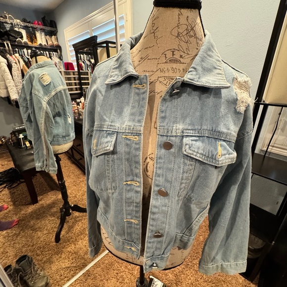 Never worn Denim Jacket with Distressed Details - Picture 4 of 4